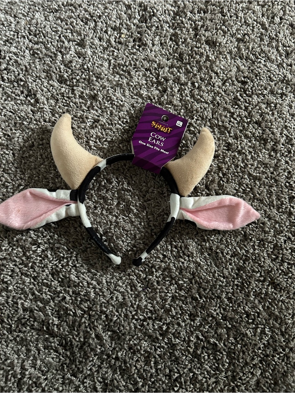 Spirit Plush Cow Ear Headband in Pink, Cream & Black